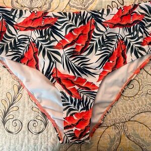 Tropical Leaf Print Bikini Bottom